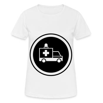 Krankenwagen Ambulance - Frauen T-Shirt atmungsaktiv - Weiß - Vorne - AI Model Female 172 dark (172cm)