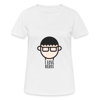 J'adore les nerds / freaks, les informaticiens, les informaticiens - T-shirt respirant Femme - blanc - Devant - AI Model Female 172 dark (172cm)