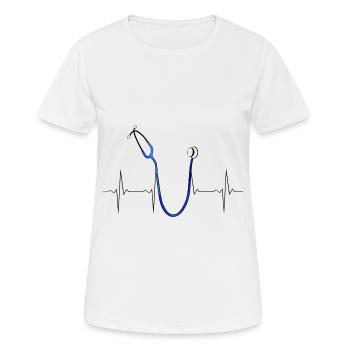 EKG Heartbeat Heartbeat Stethoscope Stethoscope B - Women's Breathable T-Shirt - white - Front - AI Model Female 172 dark (172cm)