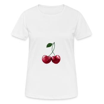 Kirschen - Cherries wet - Frauen T-Shirt atmungsaktiv - Weiß - Vorne - AI Model Female 172 dark (172cm)