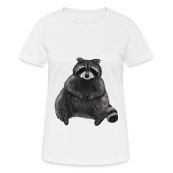 Assis raton laveur détendu - T-shirt respirant Femme - blanc - Devant - AI Model Female 172 dark (172cm)