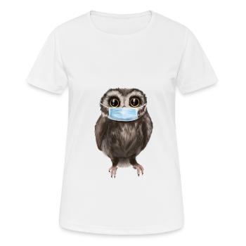 Chouette avec protection de la bouche et du nez - T-shirt respirant Femme - blanc - Devant - AI Model Female 172 dark (172cm)