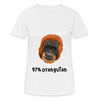 Monkey Ape Orangutan - 97 percent orangutan - Women's Breathable T-Shirt - white - Front - AI Model Female 172 dark (172cm)