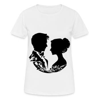 Married Couple Wedding Silhouette - Women's Breathable T-Shirt - white - Front - AI Model Female 172 dark (172cm)