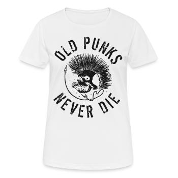 Old Punks Never Die - Born To Rock - Stay Punk - Frauen T-Shirt atmungsaktiv - Weiß - Vorne - AI Model Female 172 dark (172cm)