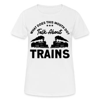 Modellbahn Zug Lokomotiven Geschenk - Frauen T-Shirt atmungsaktiv - Weiß - Vorne - AI Model Female 172 dark (172cm)