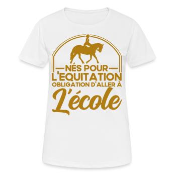 Cadeau de cavalier de cheval - T-shirt respirant Femme - blanc - Devant - AI Model Female 172 dark (172cm)