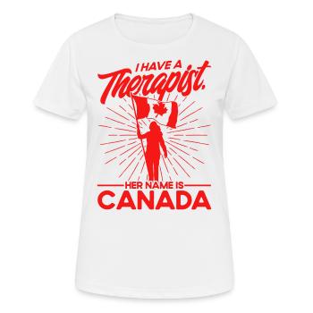 Kanadische Wurzeln Kanada Kanadische Flagge Gesche - Frauen T-Shirt atmungsaktiv - Weiß - Vorne - AI Model Female 172 dark (172cm)