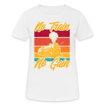 Lokomotive Modelleisenbahn Zugfahren Geschenk - Frauen T-Shirt atmungsaktiv - Weiß - Vorne - AI Model Female 172 dark (172cm)