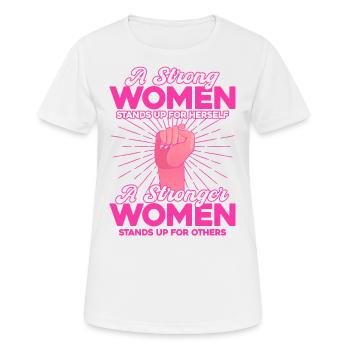 Égalité féministe des genres F - T-shirt respirant Femme - blanc - Devant - AI Model Female 172 dark (172cm)