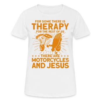 Christian Motorcycle Biker Motorcyclist Gift - Women's Breathable T-Shirt - white - Front - AI Model Female 172 dark (172cm)