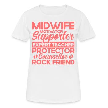 Sage-femme LD Travail Obstétricien Cadeau - T-shirt respirant Femme - blanc - Devant - AI Model Female 172 dark (172cm)