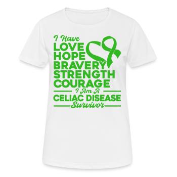 Sensibilisation à la maladie cœliaque Survivant de la maladie cœliaque Green S - T-shirt respirant Femme - blanc - Devant - AI Model Female 172 dark (172cm)