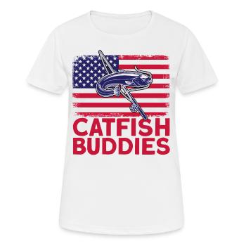 Catfish Buddies Catfish Fishing Gift - Women's Breathable T-Shirt - white - Front - AI Model Female 172 dark (172cm)