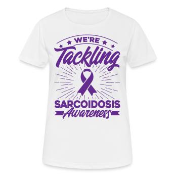Lila Schleife Sarkoidose Unterstützung Sarkoidose - Frauen T-Shirt atmungsaktiv - Weiß - Vorne - AI Model Female 172 dark (172cm)