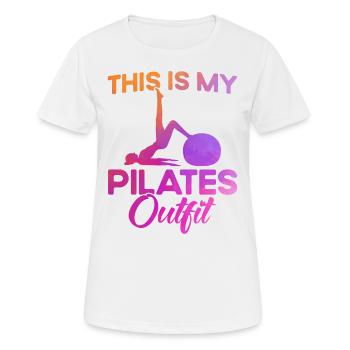 Pilates Ceci est mon cadeau de tenue Pilates - T-shirt respirant Femme - blanc - Devant - AI Model Female 172 dark (172cm)