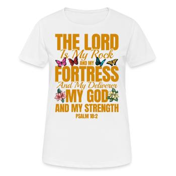 Religious Inspirational Bible Verse Gift - Women's Breathable T-Shirt - white - Front - AI Model Female 172 dark (172cm)