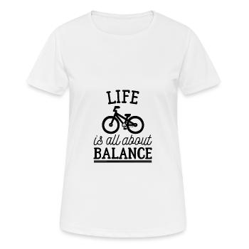 Vélo équilibre vie - T-shirt respirant Femme - blanc - Devant - AI Model Female 172 dark (172cm)