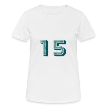 15 - Frauen T-Shirt atmungsaktiv - Weiß - Vorne - AI Model Female 172 dark (172cm)