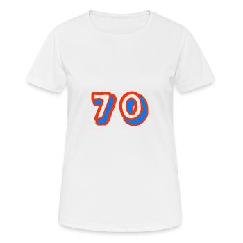 70. 70 ANS. 70e ANNIVERSAIRE. ANNIVERSAIRE 70 ANS. - T-shirt respirant Femme - blanc - Devant - AI Model Female 172 dark (172cm)