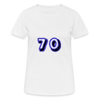70. 70 ANS. 70e ANNIVERSAIRE. ANNIVERSAIRE 70 ANS. - T-shirt respirant Femme - blanc - Devant - AI Model Female 172 dark (172cm)