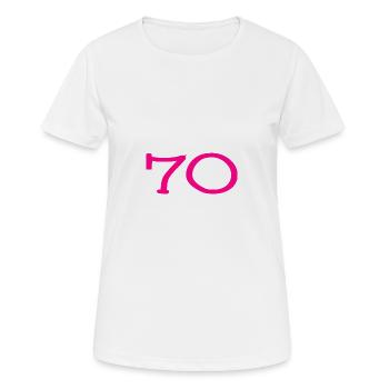 70. 70 ANS. 70e ANNIVERSAIRE. ANNIVERSAIRE 70 ANS. - T-shirt respirant Femme - blanc - Devant - AI Model Female 172 dark (172cm)
