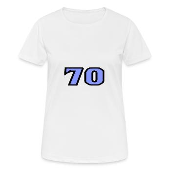 70. 70 ANS. 70e ANNIVERSAIRE. ANNIVERSAIRE 70 ANS. - T-shirt respirant Femme - blanc - Devant - AI Model Female 172 dark (172cm)