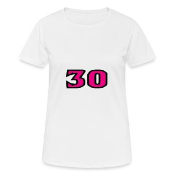 30. 30 ANS. 30e ANNIVERSAIRE. ANNIVERSAIRE 30 ANS. - T-shirt respirant Femme - blanc - Devant - AI Model Female 172 dark (172cm)