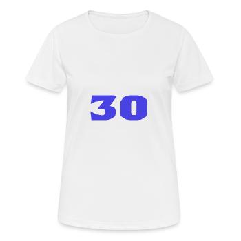 30. 30 YEARS. 30th ANNIVERSARY. 30TH ANNIVERSARY. - Women's Breathable T-Shirt - white - Front - AI Model Female 172 dark (172cm)