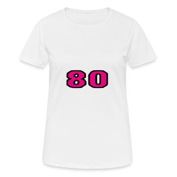 80. 80 YEARS. 80th ANNIVERSARY. 80TH BIRTHDAY. - Women's Breathable T-Shirt - white - Front - AI Model Female 172 dark (172cm)
