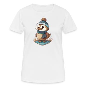 Canard mignon avec écharpe et chapeau à pompon. - T-shirt respirant Femme - blanc - Devant - AI Model Female 172 dark (172cm)