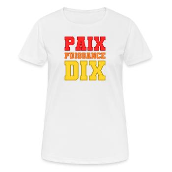 Paix puissance dix - T-shirt respirant Femme - blanc - Devant - AI Model Female 172 dark (172cm)