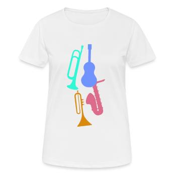 Jazz,Instruments,Trompette,Guitare,Saxophone - T-shirt respirant Femme - blanc - Devant - AI Model Female 172 dark (172cm)