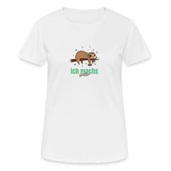 lustiges faultier schlafen ausruhen abhängen faul - Frauen T-Shirt atmungsaktiv - Weiß - Vorne - AI Model Female 172 dark (172cm)