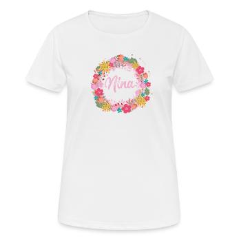 nina,blumen,blumenkranz,floral,illustration - Frauen T-Shirt atmungsaktiv - Weiß - Vorne - AI Model Female 172 dark (172cm)