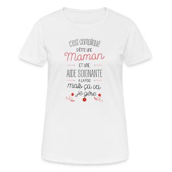 Maman et Aide Soignante - Le défi quotidien - T-shirt respirant Femme - blanc - Devant - AI Model Female 172 dark (172cm)