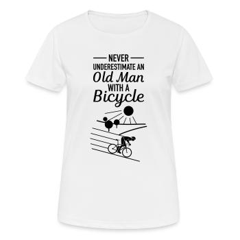 Never Underestimate An Old Man With A Bicycle - T-shirt respirant Femme - blanc - Devant - AI Model Female 172 dark (172cm)