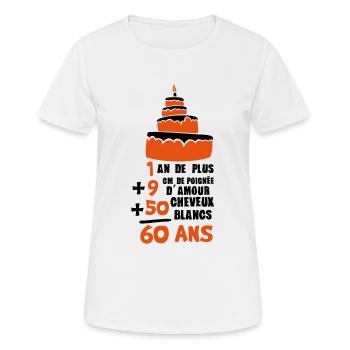 60 ans poignee amour cheveux blanc addit - T-shirt respirant Femme - blanc - Devant - AI Model Female 172 dark (172cm)