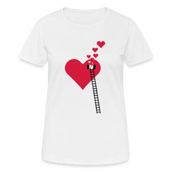 Échelle à la fenêtre - Fensterln / window heart (3c) - T-shirt respirant Femme - blanc - Devant - AI Model Female 172 dark (172cm)