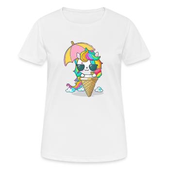 Einhorn mit Eiscreme - Die perfekte Kombination - Frauen T-Shirt atmungsaktiv - Weiß - Vorne - AI Model Female 172 dark (172cm)