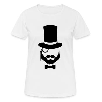 homme monsieur cylindre chapeau monocle lunettes face à la tête - T-shirt respirant Femme - blanc - Devant - AI Model Female 172 dark (172cm)