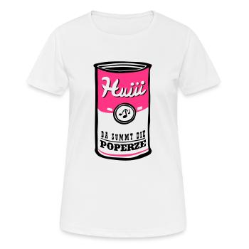 Poperze - Frauen T-Shirt atmungsaktiv - Weiß - Vorne - AI Model Female 172 dark (172cm)
