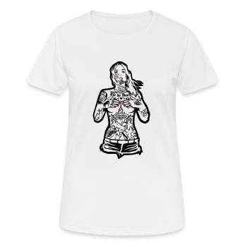 Fille de tatouage - Pour le capot Karlsruhe - pour - T-shirt respirant Femme - blanc - Devant - AI Model Female 172 dark (172cm)