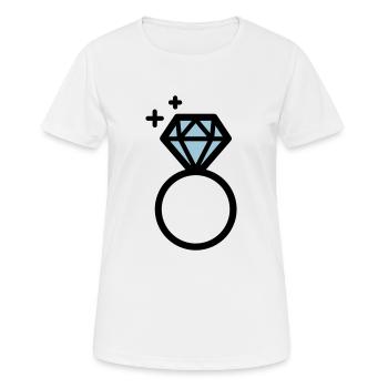 Bague de fiançailles avec diamant - T-shirt respirant Femme - blanc - Devant - AI Model Female 172 dark (172cm)