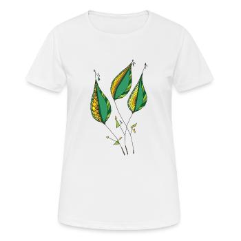 Feuilles décoratives - T-shirt respirant Femme - blanc - Devant - AI Model Female 172 dark (172cm)