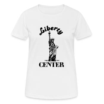 Liberty-Center 1982-1991 Diskothek Neu-Ulm - Frauen T-Shirt atmungsaktiv - Weiß - Vorne - AI Model Female 172 dark (172cm)
