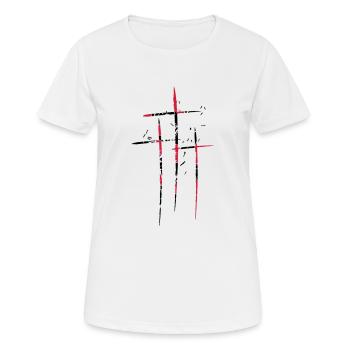 3 croix design pattern scratch cool symbole vieux - T-shirt respirant Femme - blanc - Devant - AI Model Female 172 dark (172cm)
