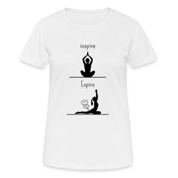 inspire expire yoga humour - T-shirt respirant Femme - blanc - Devant - AI Model Female 172 dark (172cm)