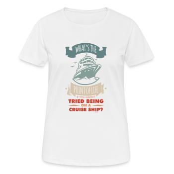 Sinn des Lebens Kreuzfahrtschiff - Frauen T-Shirt atmungsaktiv - Weiß - Vorne - AI Model Female 172 dark (172cm)