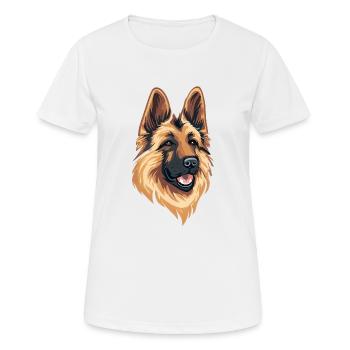 DEUTSCHER SCHÄFERHUND KUNST WELPE HUND TIERE KUNST - Frauen T-Shirt atmungsaktiv - Weiß - Vorne - AI Model Female 172 dark (172cm)
